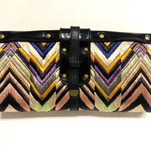 Etro Raffia Weave Clutch Handbag
